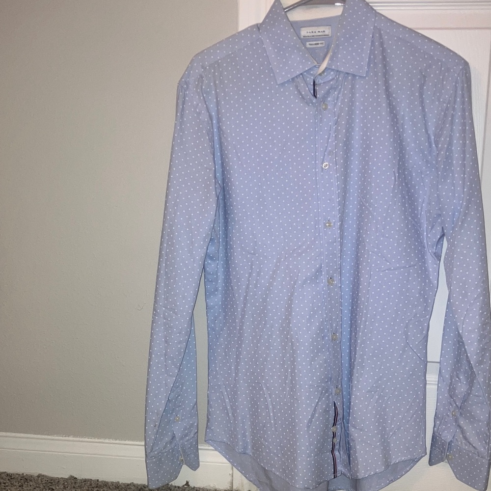Calvin Klein Light Blue Polka Dot Dress Shirt